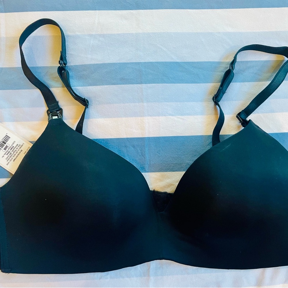 New 38B Nursing Lightly Lined Wire Free Women's Black Bra